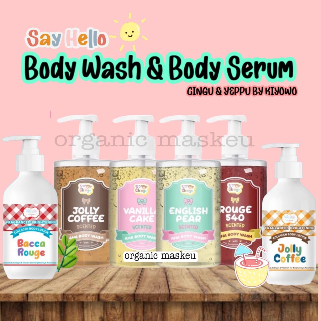 (BPOM) AHA BODY WASH|COLLAGEN BODY LOTION WHITENING BY YEPPU YEPPU BY CINGU KIYOWO