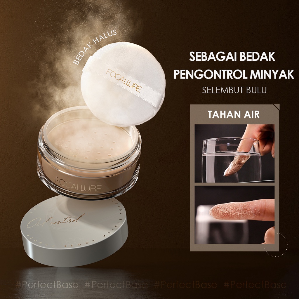Focallure FA201 #PerfectBase Oil-Control Loose Powder Bedak Padat Glowing Tahan Air Dan Tahan Lama Setting Powder-Base m