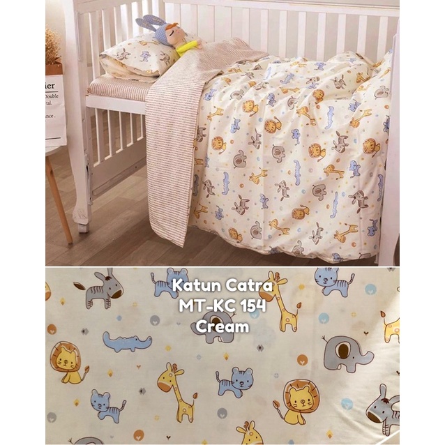 moon kain sprei meteran katun lokal catra beverly motif baby safari cream animal jungle binatang