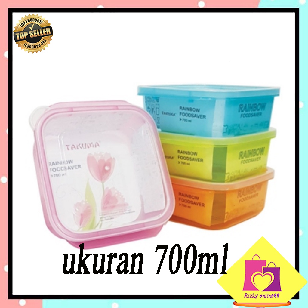 Rizkionline88 Kotak makan luch box rainbow ukuran 700ml kode LB007