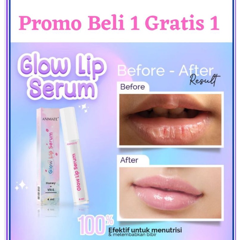 Glow Lip Serum Animate Original Bpom Bibir Anti Pecah Pecah Dan Hitam ,Lip serum bibir, perawatan bi