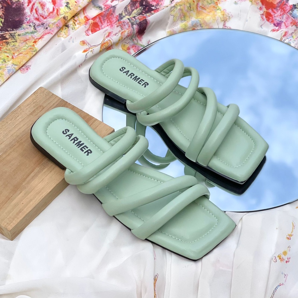 SARMER NOREEN FLAT GREEN - Sandal Wanita