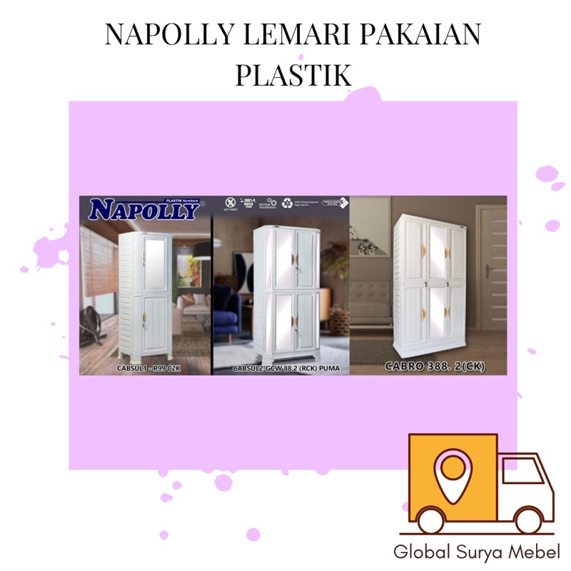 Napolly Lemari Pakaian Plastik 1/2/3 Pintu