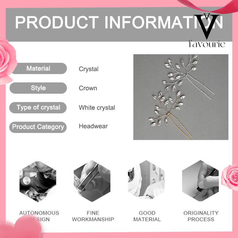 CODHiasan Kepala Pengantin Wanita Aksesoris Kristal Buatan Tangan Aksesoris Rambut Pernikahan Jepit Rambut-FA