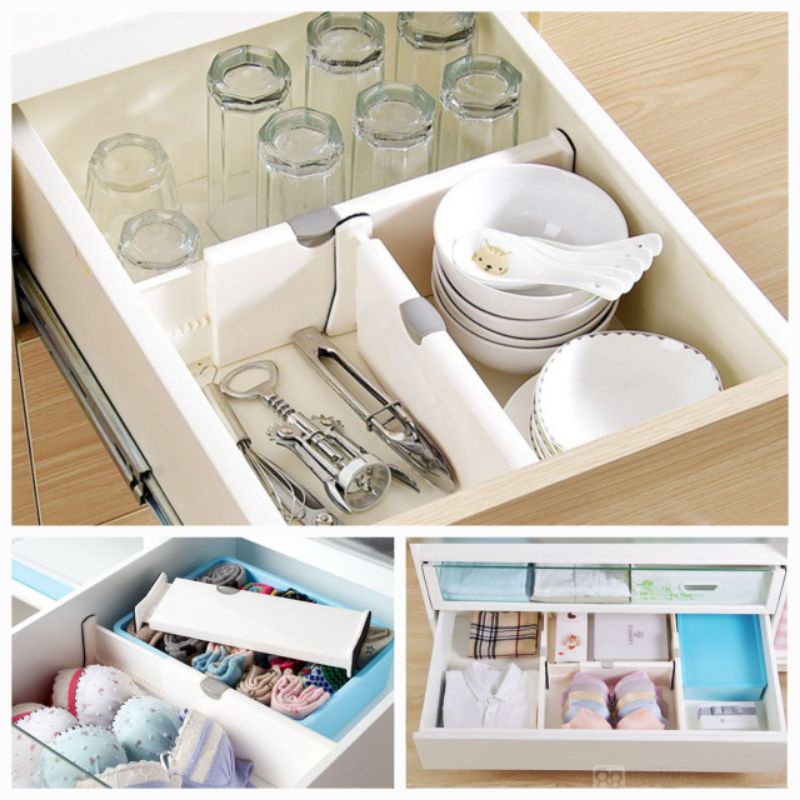 alat sekat pembatas lemari laci rak/adjustable organizer divider