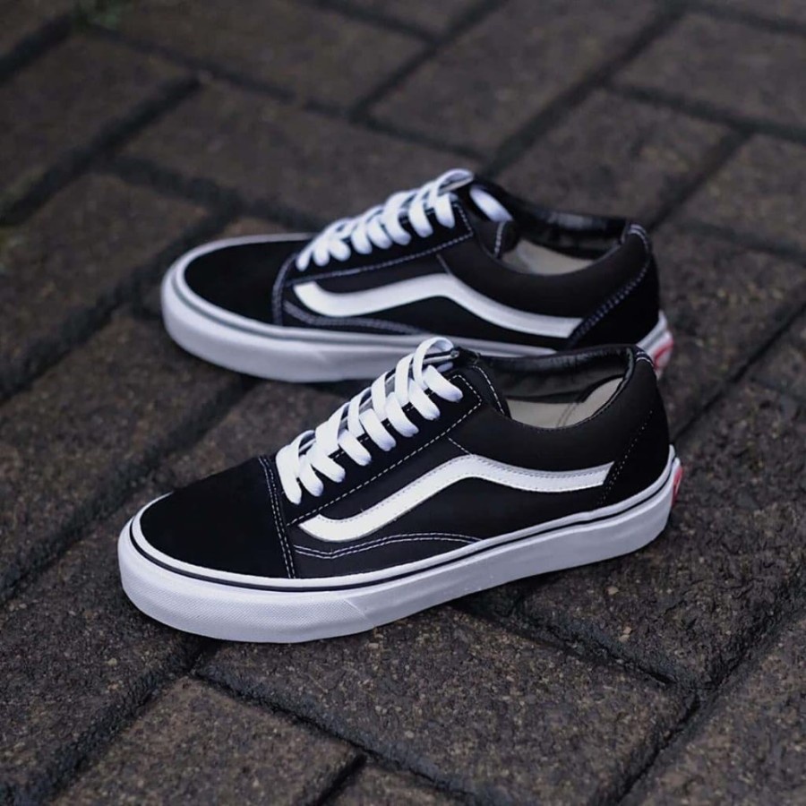 Free Box  Sepatu Vans OldSkool Black White -Sneakers Vans