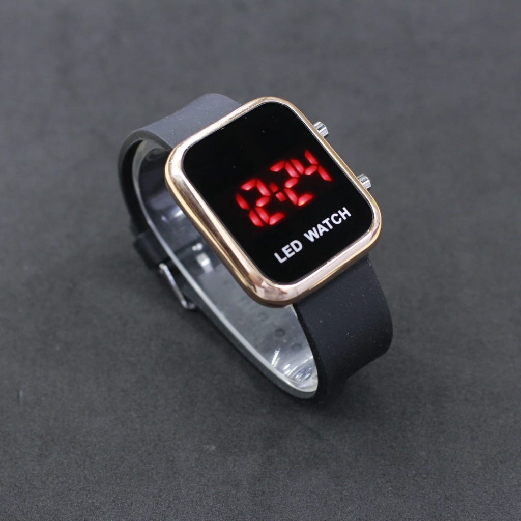 BEST SELLER JAM TANGAN WANITA LED WATCH D35 TALI RUBBER TANGGAL AKTIF BODY KOTAK DM 3.4CM FREE BOX &amp; BATERAI || JAM TANGAN FASHION WANITA JAM TANGAN CEWEK MURAH