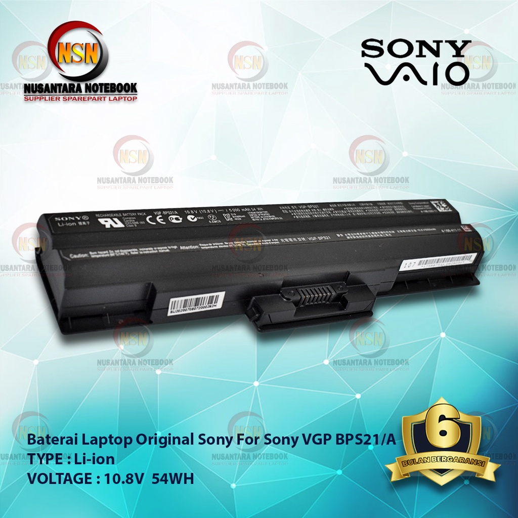 Baterai Original Sony VGP BPS21/A Black 10.8V 54Wh