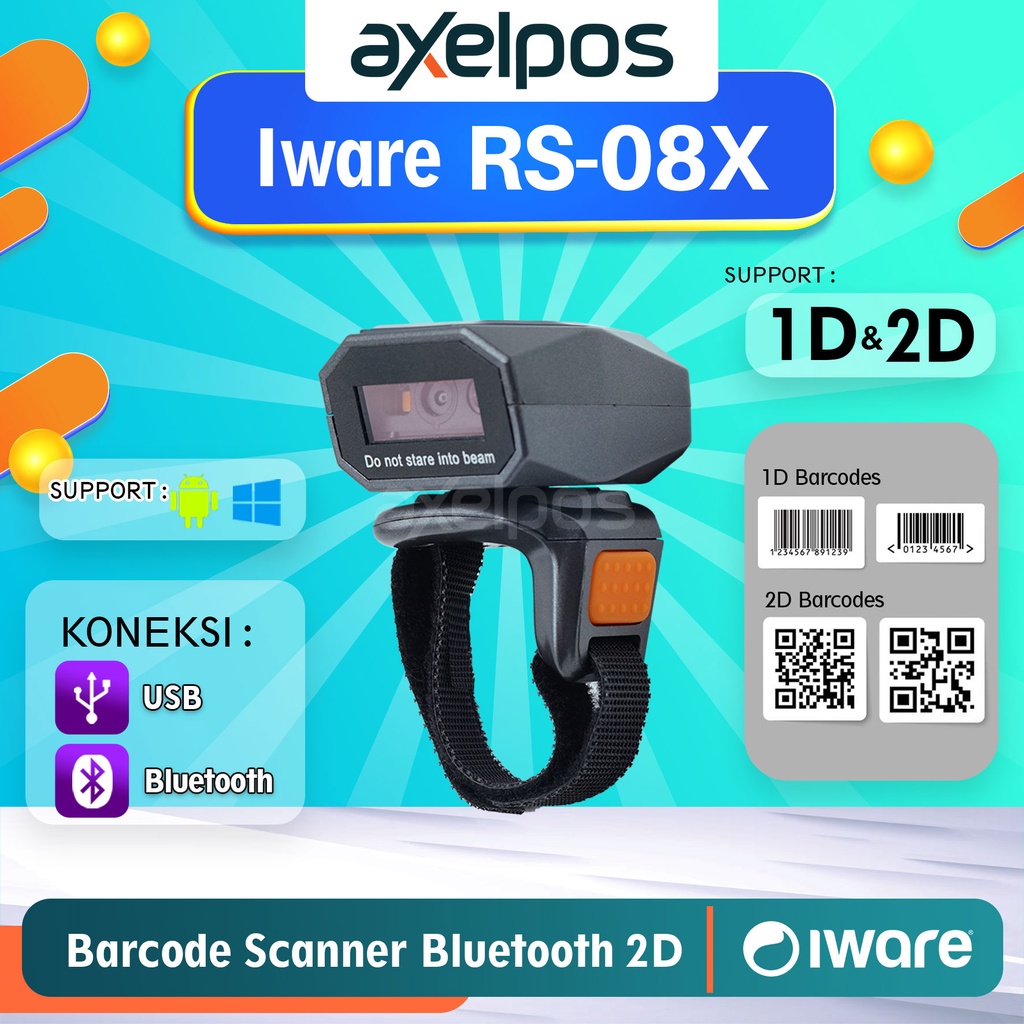 Barcode Scanner Bluetooth Wireless 1D - 2D Iware RS08X