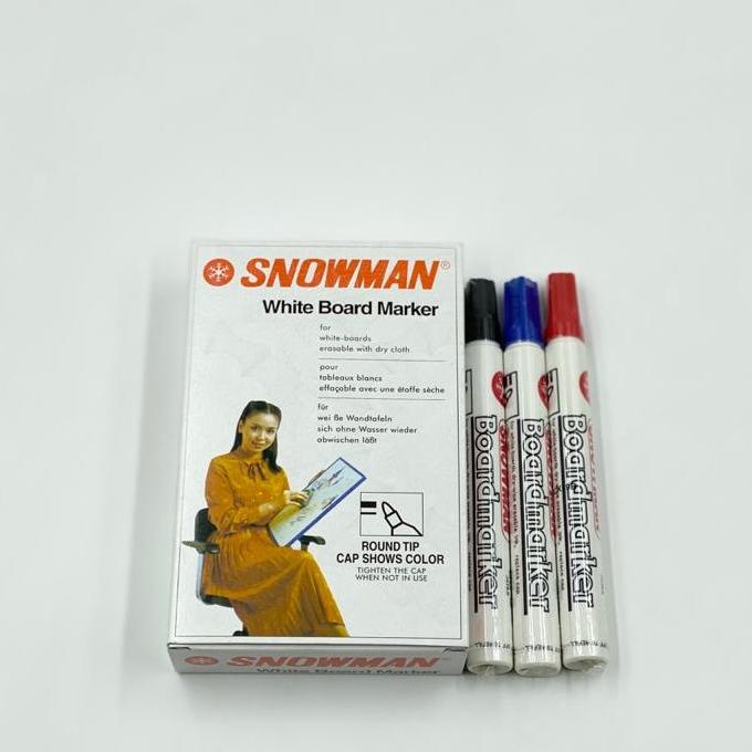 

タ Spidol Snowman Whiteboard Marker / Papan Tulis Marker Bisa Dihapus BG-12 / BG 12 ヹ
