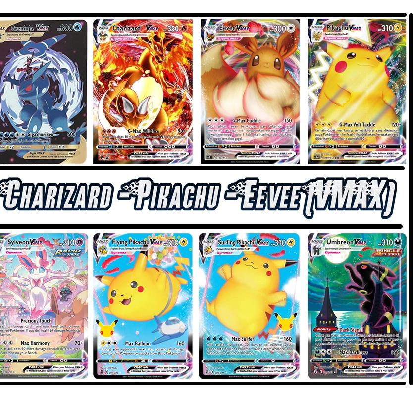 (E-Q4Q(㊚) KARTU POKEMON TCG HOLOGRAM SPECIAL CHARIZARD EEVEE PIKACHU - VMAX proses cepat