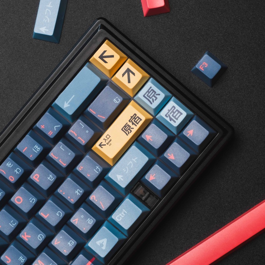 Press Play Harajuku PBT Dye Sub Keycap Set Japanese Root Keyboard