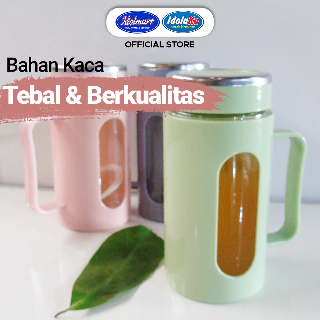 IDOLMART Gelas Kaca Glass Plastic Cup Office 350Ml