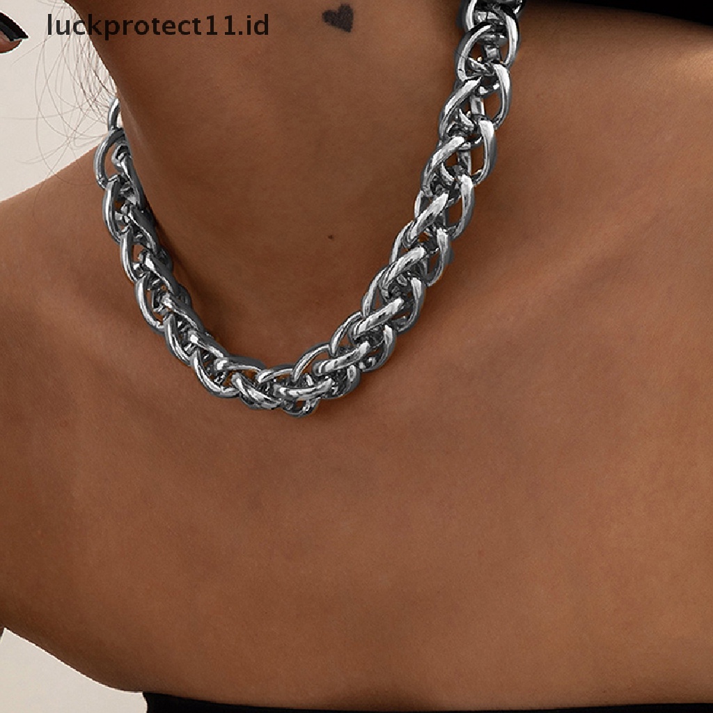 // Fashion Hot///Kalung Choker Punk Hip Hop Untuk Wanita Statement Gothic Cuban Chunky Necklace.