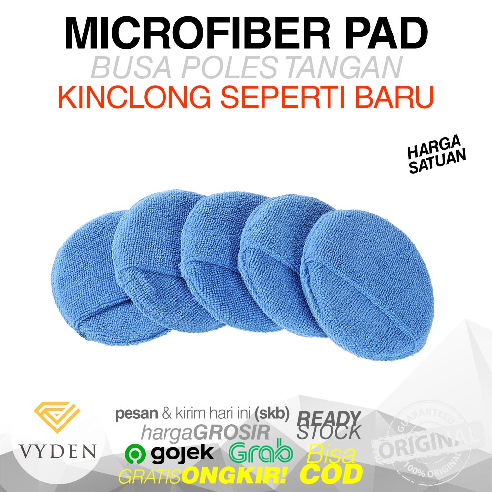 VYDEN BLUE Microfiber Applicator Pad Halus Empuk Poles Mobil Motor Aplikator Baret Dalam Halus Kompon Kasar Halus Polish Wax Sealant Coating MURAH