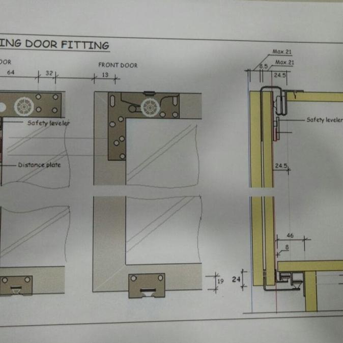 Rel Sliding Htech 2 Pintu + Soft Close