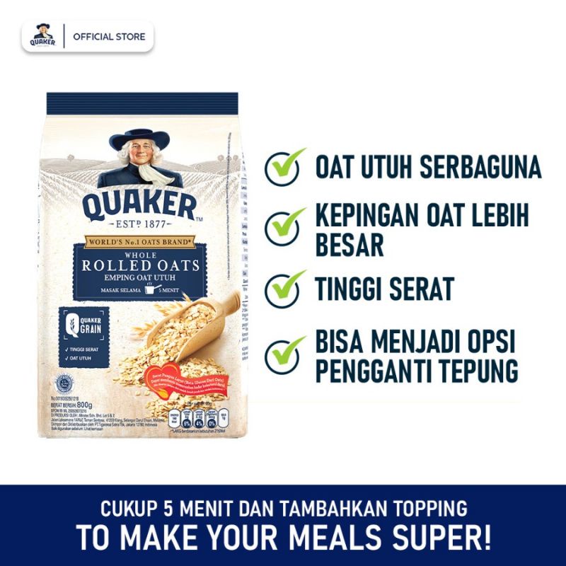 

Quaker Rolled Oats 800g Free Buku Resep