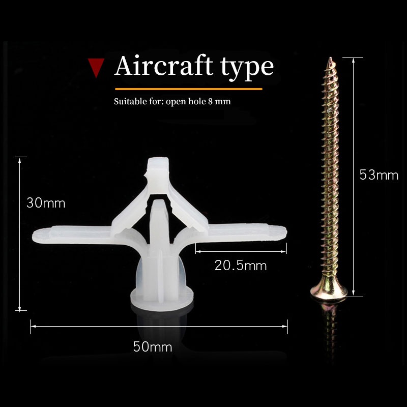 【50 pcs】Expanding Anchors Aircraft/Butterfly Expansion Bolt Set/Gypsum Screws/Sekrup Gypsum/Scrup Gypsum