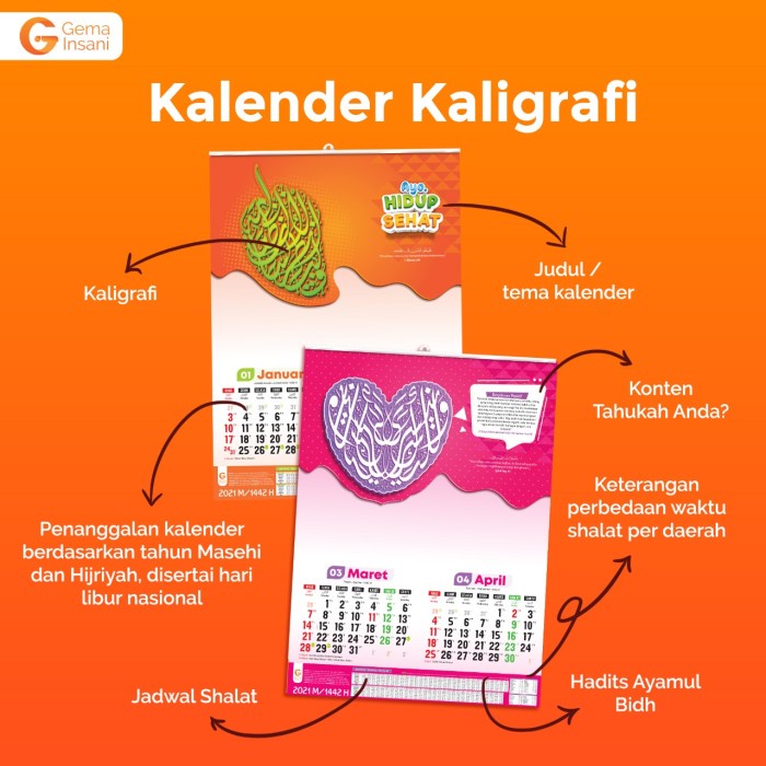 

SALE Kalender Dinding 2021 Kaligrafi - Gema Insani Code 3660