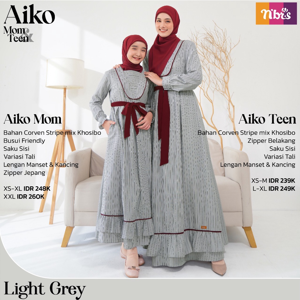 (BISA COD) Nibras Couple Aiko Mom dan Aiko Teen Gamis Kembar Ibu dan Anak Simple Trendi Muslim OOTD