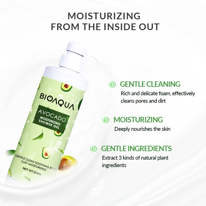 BPOM BIOAQUA Avocado Shower Gel Sabun mandi Body Wash Moisturizing 500ml