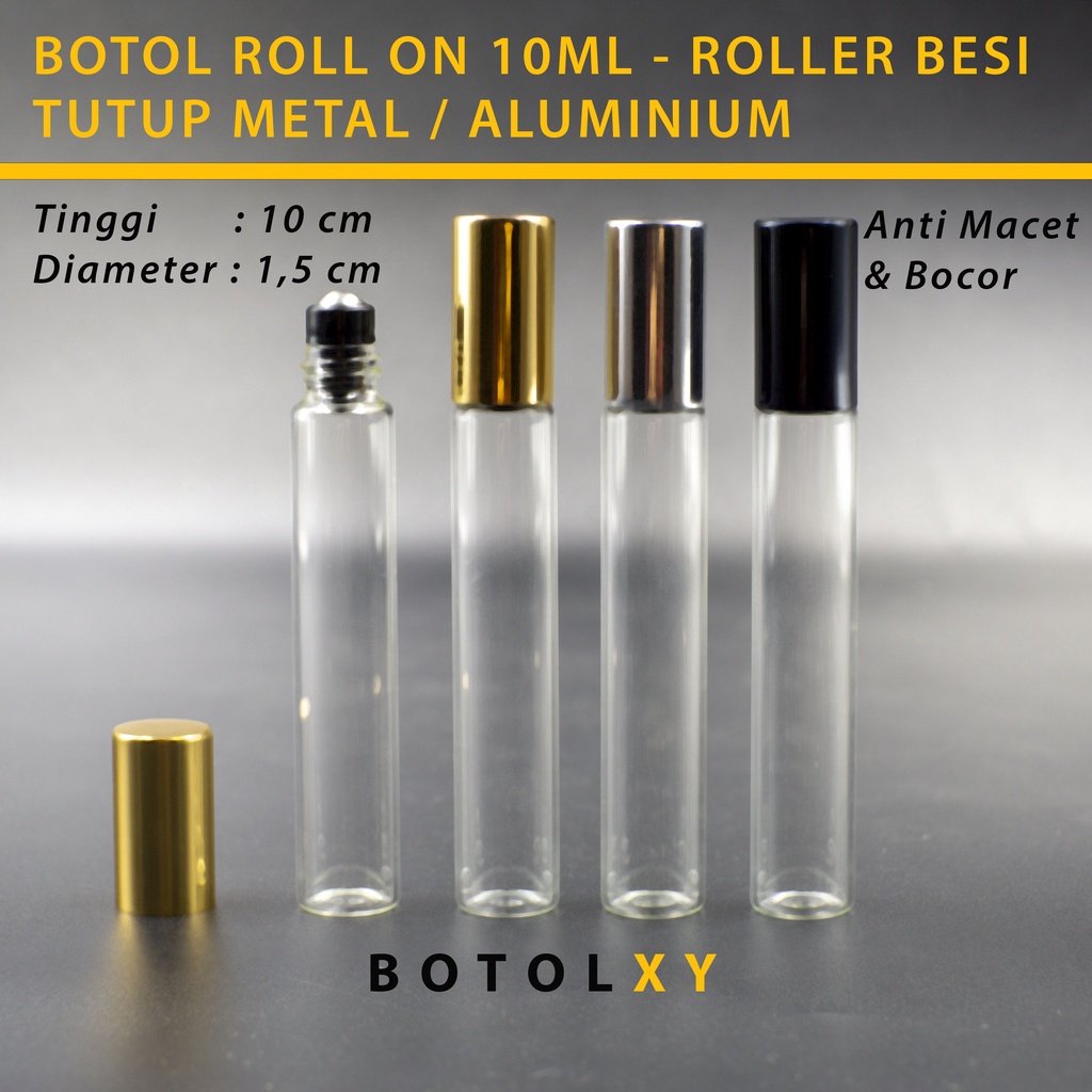 Jual Botol Roll On Ml Kaca Bening Tutup Metal Aluminium Roller Besi Shopee Indonesia