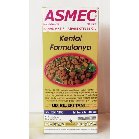Insektisida ASMEC 36 EC isi 400 ml pembasmi ulat dan kutu-kutuan tanaman padi.