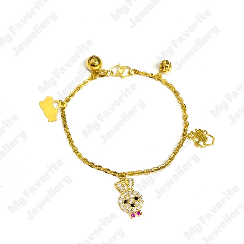 Gelang Anak Boneka Rabbit AD Emas Asli Kadar 700