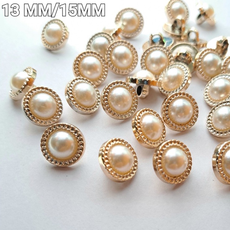 KANCING BAJU FASHION MUTIARA TIMBUL MOTIF RANTAI GOLD
