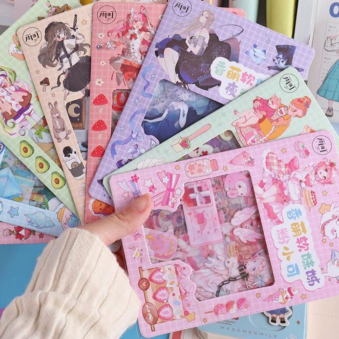 

66D✼ Stiker Aesthetic Korea Lucu Premium 10 X 10 CM Bahan PET waterProff Terlaris!!