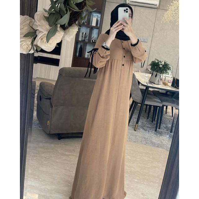 Gamis List - JEMMA DRESS - Bahan Crinkle Airflow | Abaya Murah List Hitam