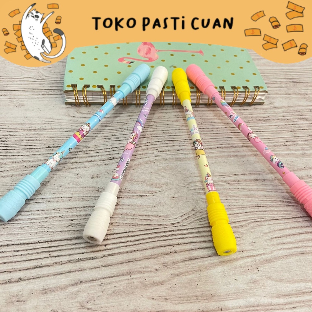 

pulpen pen gel putar magnet karakter unicorn pena lucu tinta hitam bisa COD pen imut keren pulpen unik atk kebutuhan anak sekolah termurah import
