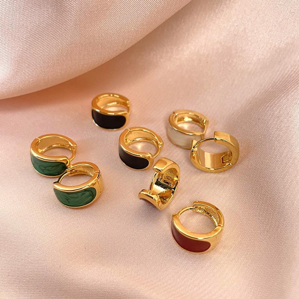 Needway Wanita Anting Trendi Geometris Tetes Minyak Musim Gugur Fashion Vintage Manis Telinga Gesper