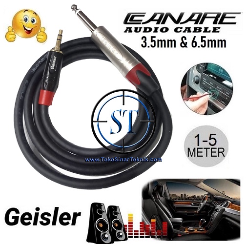 Kabel Adapter AUX Instrumen CANARE Jack TRS 3.5mm GESILER Male to Akai Mono 6.5mm GEISLER 1-1 Panjang 1 Sampai 5 Meter