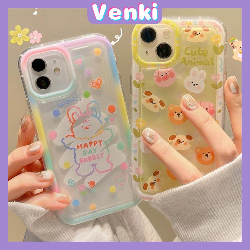 Case For iPhone 14 Pro Max TPU Soft Jelly Airbag Clear Case Cute Cartoon Animals Camera Protection Shockproof For iPhone 14 13 12 11 Plus Pro Max 7 Plus X XR