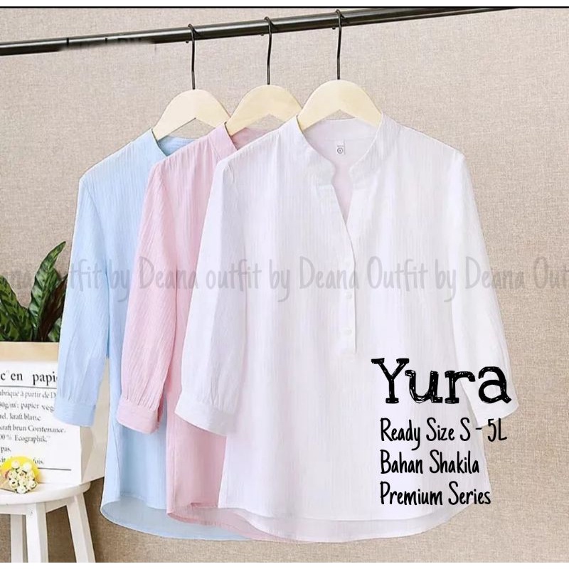 Yura Kemeja Polos Wanita Korea Size S M L XL XXL XXXL 5L Kemeja Putih Basic Casual