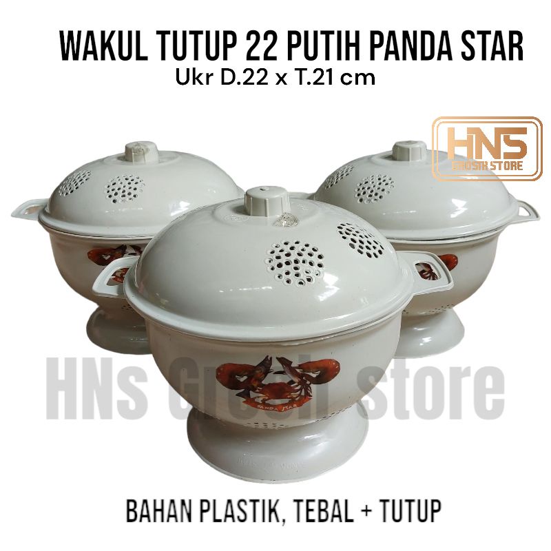 Wakul nasi + tutup flo putih panda star gambar plastik grosir