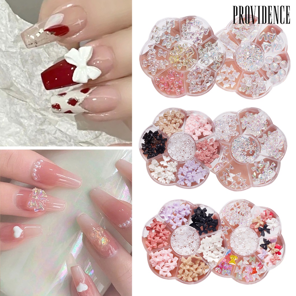 Providence 1kotak Nail Art Decor Tiga Dimensi Tidak Jatuh DIY Rhinestones Bow Bear Mixed Heart Plum Blossom Plate Nail Ornament Nail Salon Supply