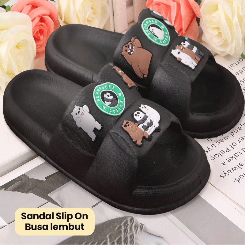 Mainland Sandal Karet Jelly Wanita Lucu Character Sendal Slip On Jelly Rumahan Soft Import AntiSlip HSN125