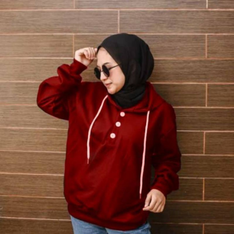 Hoodie polos kancing Cosmo swag Harajuku// jumper sweetshirt kupluk saku dewasa wanita pria perempuan laki cewe cowo unisex bahan fleece// hudie distro viral// Women Man Loose Pullover print sablon outwear rushing girl