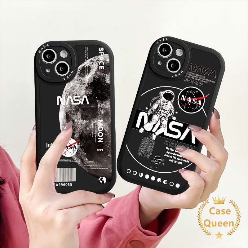 Case NASA Merk Trendy Oppo A17K A17 A57 A55 A54 A15 A95 A96 A77s A12 A16 A5s A16K A74 A76 A16E A3S A1K Reno 5Z 8 7 7Z 5F 5 6 A94 A7 A53 A9 A5 A31 A92 Soft TPU Cover Belakang