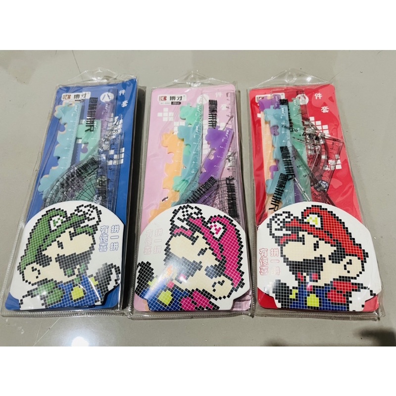 

penggaris set isi 8 pc motif mario bros