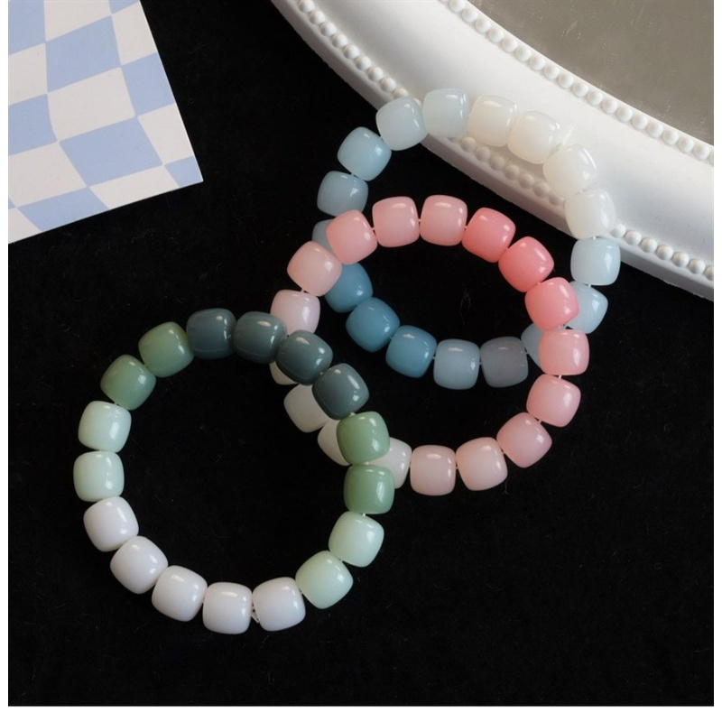 Bodhi Gelang Bangles Manik-Manik Gradien Biru Peach Pink Mutiara Es Gelang