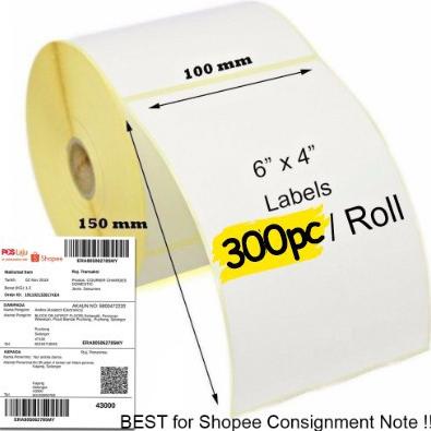 

[KODE PRODUK E0K6596] LABEL STICKER SEMICOATED BARCODE 100x150mm 10x15cm 300Pcs Core 1 inch SIZE A6 ALAMAT