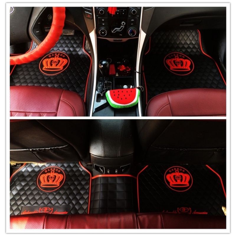 0KARPET MAHKOTA // Karpet karet mobil crown dad karpet karet mobil universal motif Dad mahkota crown putih dasar hitam severine.id