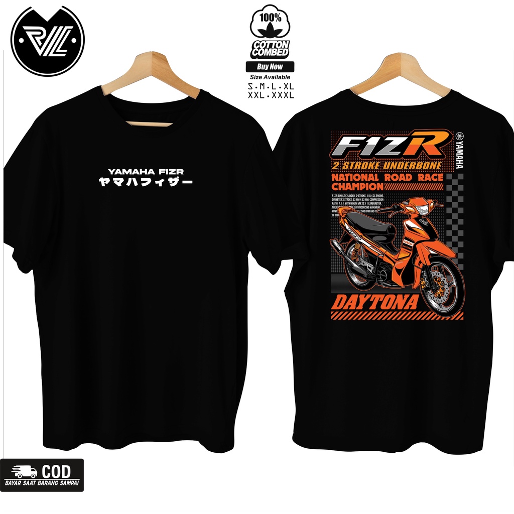 Kaos Motor Yamaha FIZR 2 Stroke New Orange 001 / Kaos Fizr 2 Stroke  Otomotif / Kaos Yamaha Fizr Mod