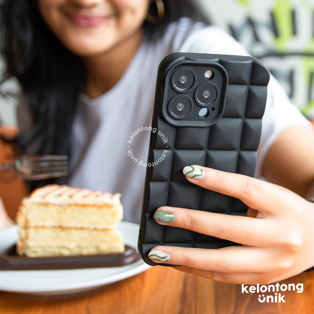 (Seri 2) For iPhone - Waffle Silicone Case/ Puffy Grid Case