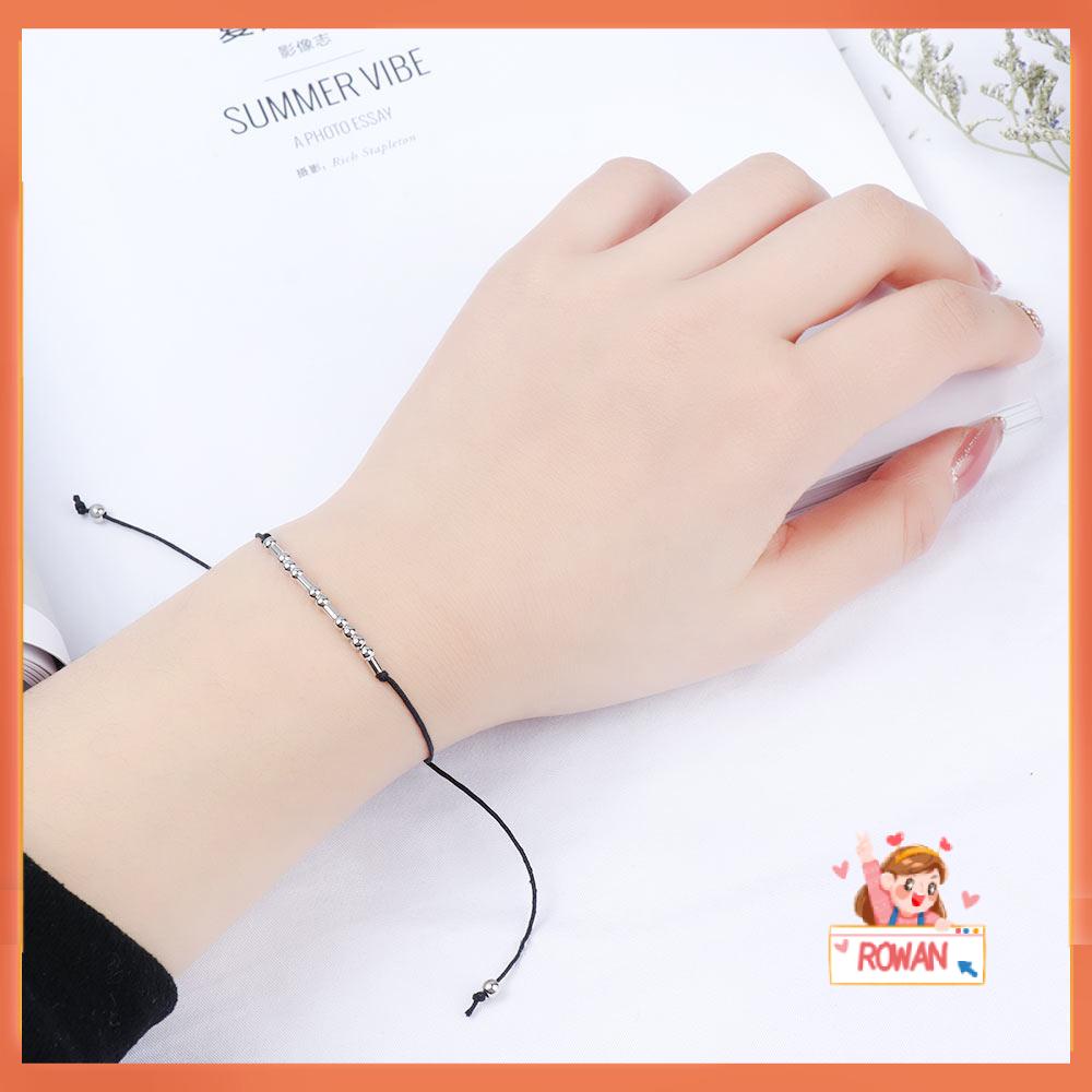 R-flower Morse Kode Gelang Wanita Pria Ornamen Warna Silver