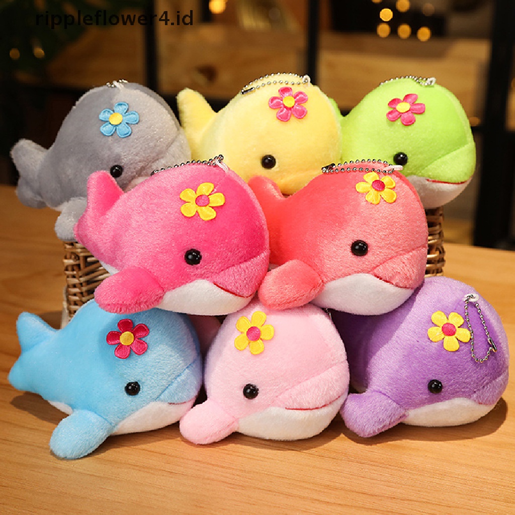 {rippleflower4.id} 1pc 12CM New Cute Animal Dolphin Mainan Mewah Liontin Kecil Gantungan Kunci Tas Dekorasi~