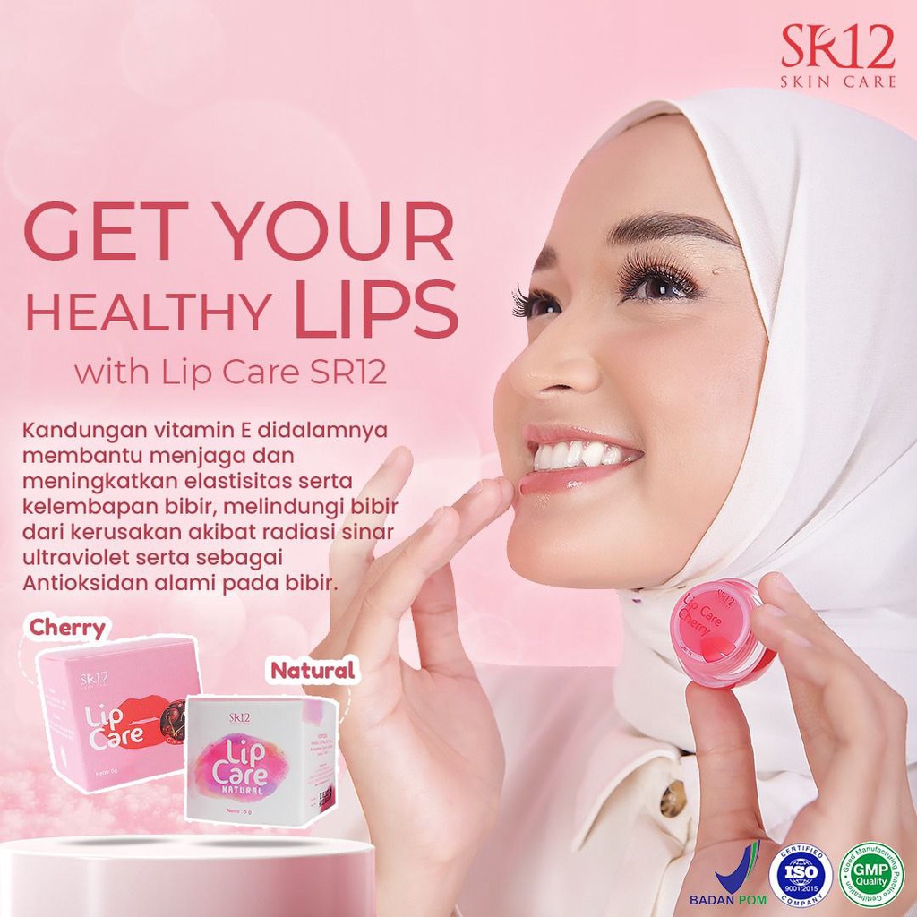 Pelembab Bibir Lip Care SR12 / Lip Balm Pencerah Bibir / Lipcare Pemerah Bibir Hitam Pria Wanita Antioksidan Alami 5GR